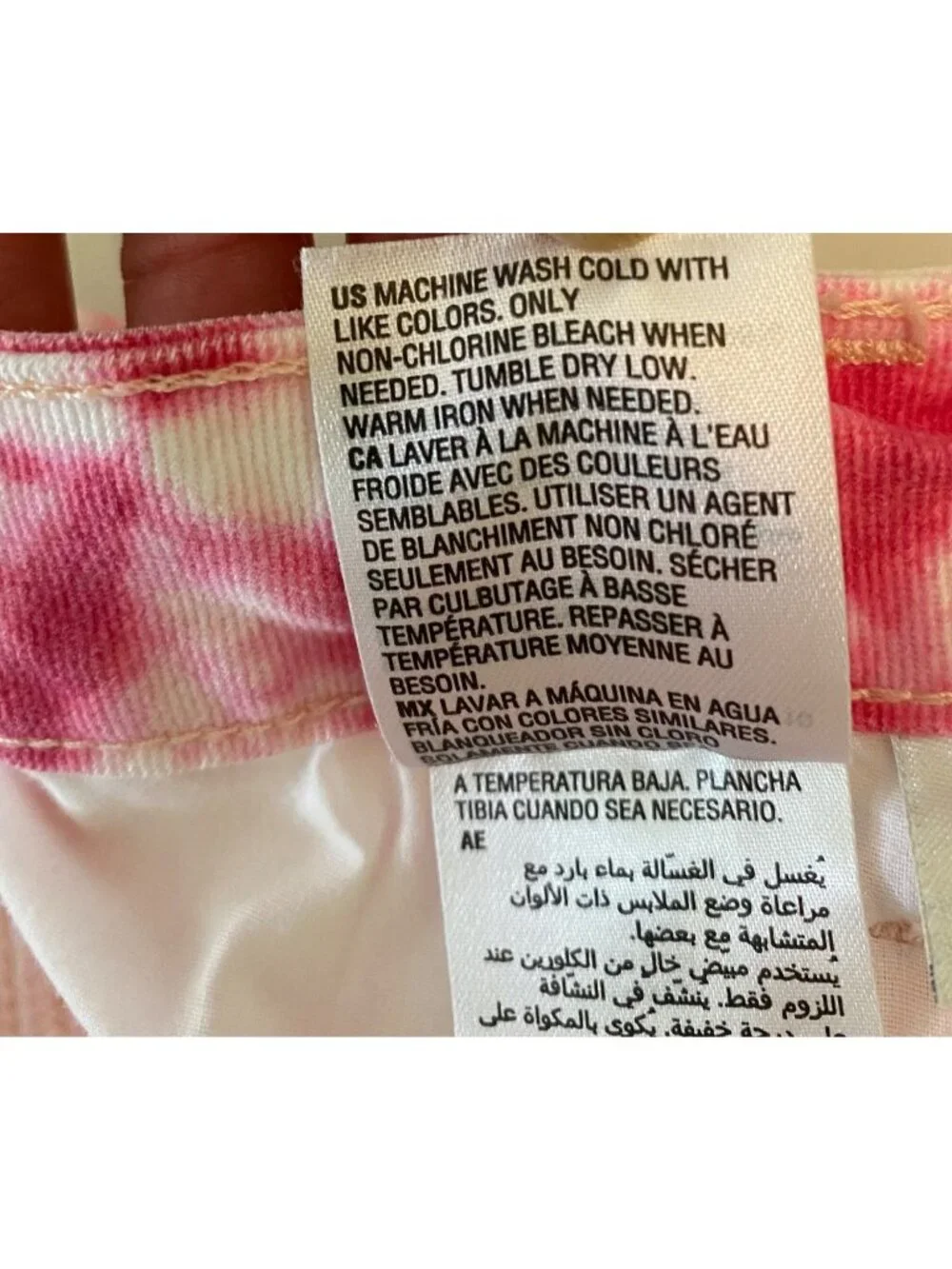 Style & Co Tie-Dye Bermuda Shorts Pink & White Cotton Blend Frayed Hem Size 10 - Picture 5 of 10